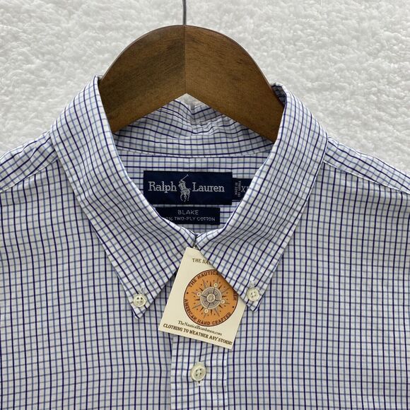 Ralph Lauren Blake Shirt Mens XL Blue Flannel Plaid Preppy Corpcore Button Down - Picture 5 of 15